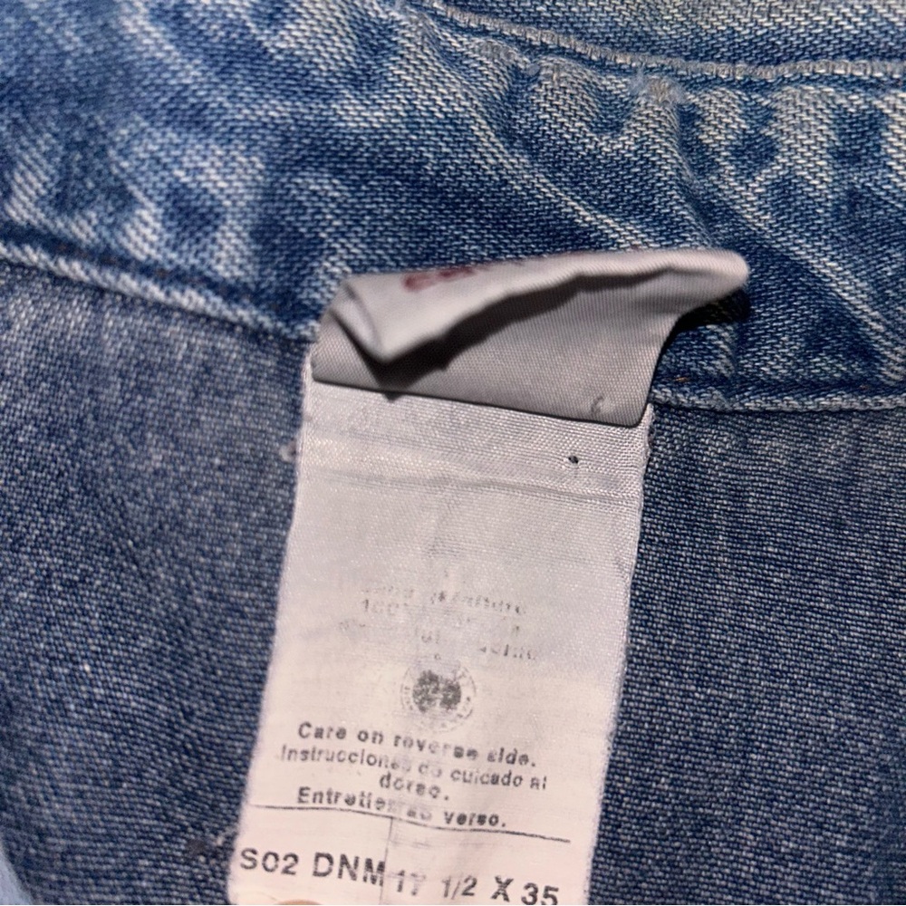 Vintage Carhartt Denim Shirt Men’s 17 1/2 x 35 Pearl Snap Distressed S02 - Picture 10 of 10